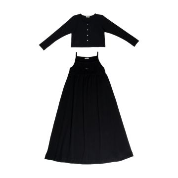 Crew Basics Black Maxi Knit Sundress Set 