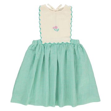 Bebe Organic Amber Apron Dress Mediterranean Check