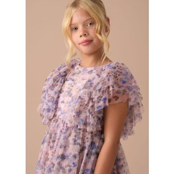 Angel and Rocket Juliana Pink Printed Frill Mesh Dress