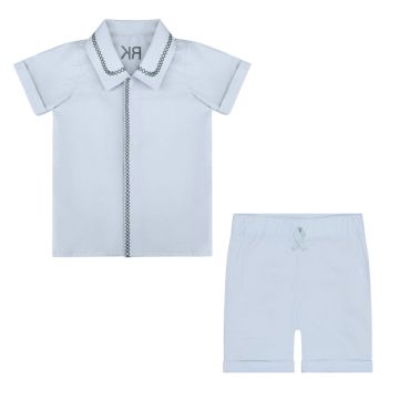 Retrokid Arlo Collar Shirt with Trim + Pants Set