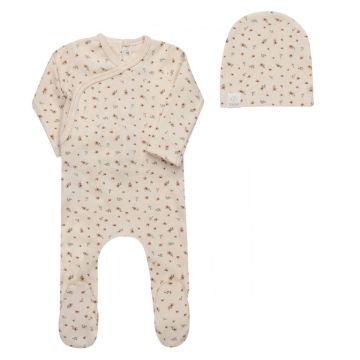 Aurora Floral Rib Collection Footie + Beanie