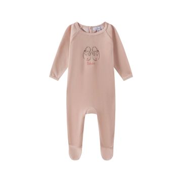 Oubon Pink Velour Shoes Print Pink