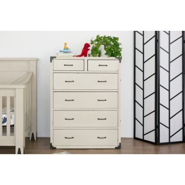 Franklin & Ben Providence Tall Dresser In Distressed White Finish