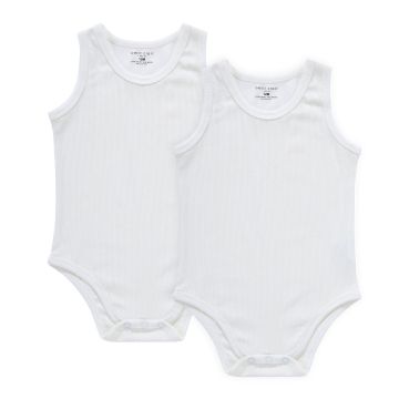 Boys Ribbed Bodysuits In White