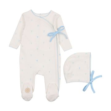 Mon Tresor Balloon Wrap Footie & Hat Set Ivory
