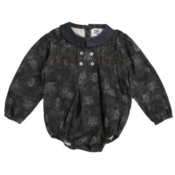 Belati Tonal Floral Romper with Smocking Slate