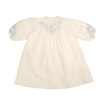 Belati CRINKLE TEXTURED EMBROIDERED V YOKE DRESS Lt. Blue