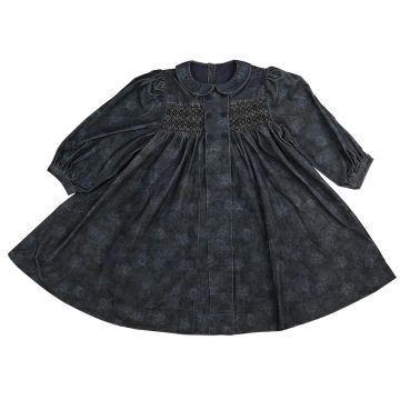 Belati Tonal Floral Dress with Smocking Slate