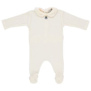Bebe Organic Bebe Collar Overall Natural Blue Cherry Pointelle