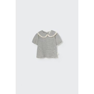 My Little Cozmo Organic slub striped baby t-shirt Navy