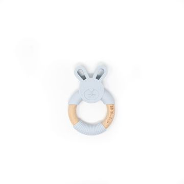 Three Hearts Bunny Teether In Light Grey