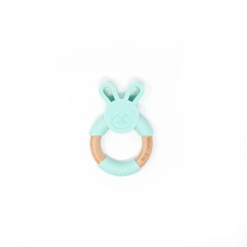 Three Hearts Bunny Teether In Mint