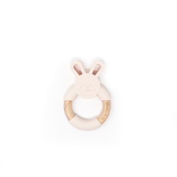 Three Hearts Bunny Teether In Peachy