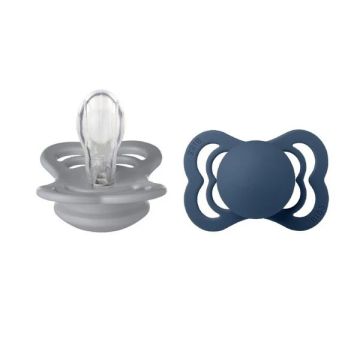 BIBS Supreme 2 PACK Silicone Cloud/Steel Blue