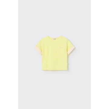 My Little Cozmo Organic slub striped baby t-shirt neon yellow Boy