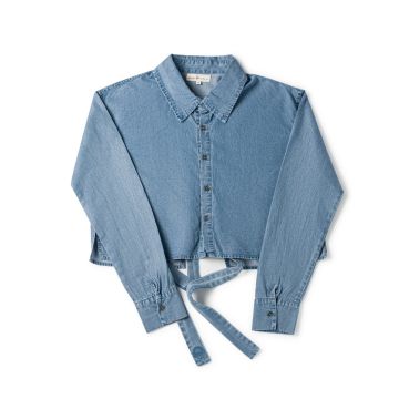 Birnham on the Sea Stonewash denim Teen back bow shirt