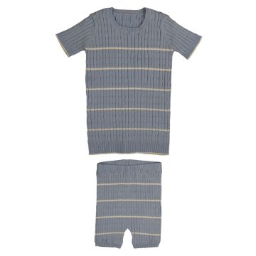 Belati CABLED STRIPED KNIT 2PC SET WITH CONTRAST THIN STRIPES