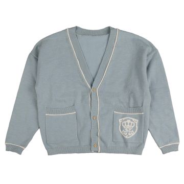 Belati SLUB CARDIGAN WITH CONTRAST BINDING AND EMBROIDERED EMBLEM