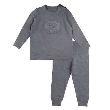 Belati Embossed Logo 2 PC Knit Set Dusty Blue 