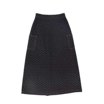 Bace Printed Denim Maxi Skirt 