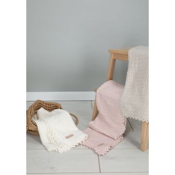 Inimini Striped Knitting Beige Blanket