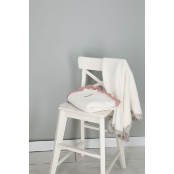Inimini Embroidered Edges Blanket Snow White/Soft Mauve