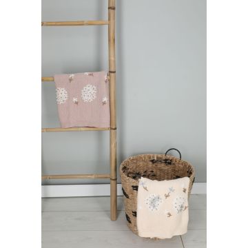 Inimini Flowers On The Side Soft Mauve Knit Blanket
