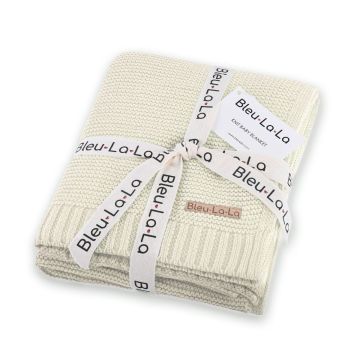 Bleu La La Knit Baby Blanket Cream