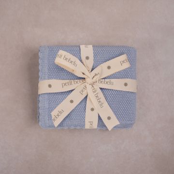 Petit Bebelu Scalloped Knit Blanket light Blue