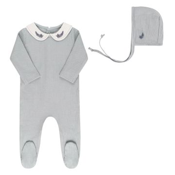 Ely's & Co Organic Embroidered Collar Collection 2PC Set - Blue Leaf Ely's & Co Organic Embroidered Collar Collection 2PC Set - Blue Leaf