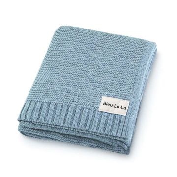 Bleulala Knit Baby Blanket Sky Blue