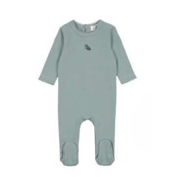 Bonette Airplane Embroidered Footie Sky Blue
