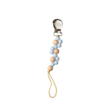 Picky Baby Silicone and Wood Braided Pacie Clip Beautiful Blue