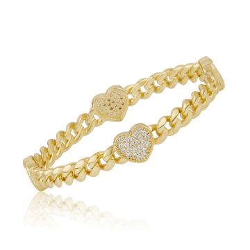 LMTS Link Bangle Accented With Cz Hearts
