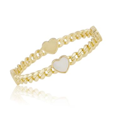 LMTS Link Bangle Accented With Mother Of Pearl Hearts