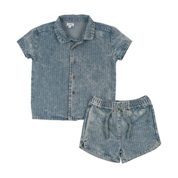 Bonjoy Printed Denim Boy Track Set Denim Piping