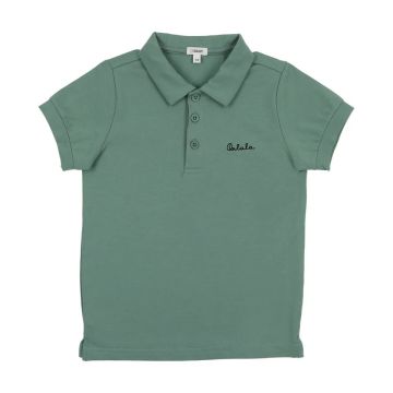Bonjoy Printed Word Boys Polo Green