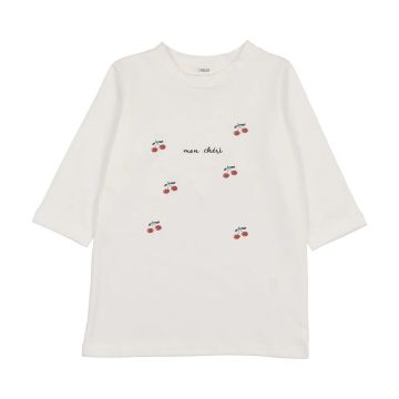 Bonjoy Girl 3/4 Sleeve Cherry Tshirt White Cherry