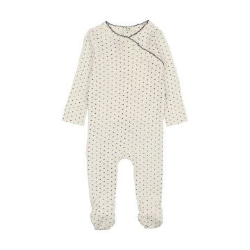 Bonjoy Polka Dot Wrap Footie Set Ivory