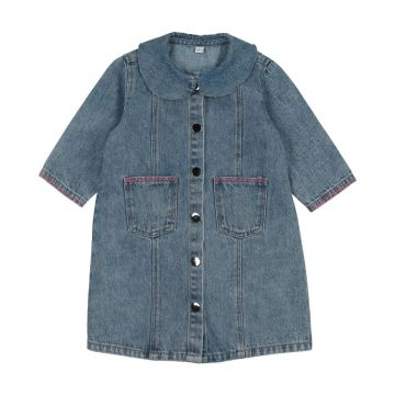 Bonjoy Denim Stitch 3/4 Sleeve Dress Pink