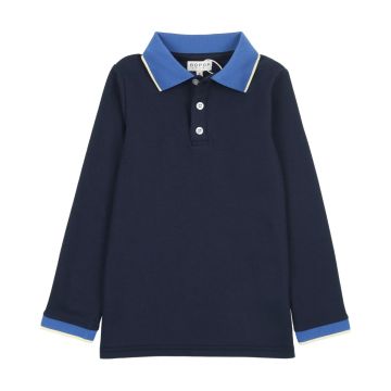 Bopop LS Polo Navy with Blue Yellow Collar