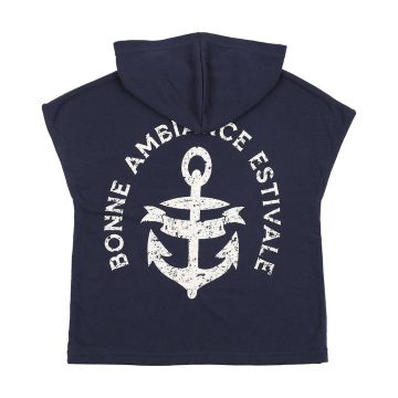 Bopop Navy Terry Poncho Anchor