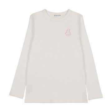 Bopop Raspberry Collection LS White Tee Raspberry Print