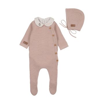 Bee and Dee Leather Knit Footie+Bonnet