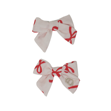 Bandeau Cotton Bow Printed Mini Bow Clip Set