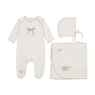 Mon Tresor Bows and Kisses Layette Set Ivory/Pink