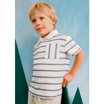 Mayoral Stripes S/S Polo Cream