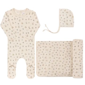 Ely's and Co Garden Floral Print Collection Ivory Boy Standard 3 Pc Set
