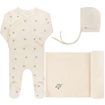 Ely's and Co Embroidered Collection Ivory Berry Standard 3 Pc Set