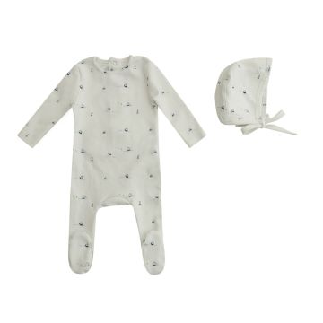 Mini Label Sailboat Footie and Bonnet
